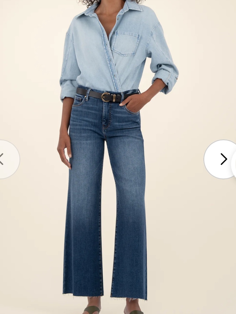 Kut from the Kloth Medium Wash Wide Leg Jeans with Raw Hem